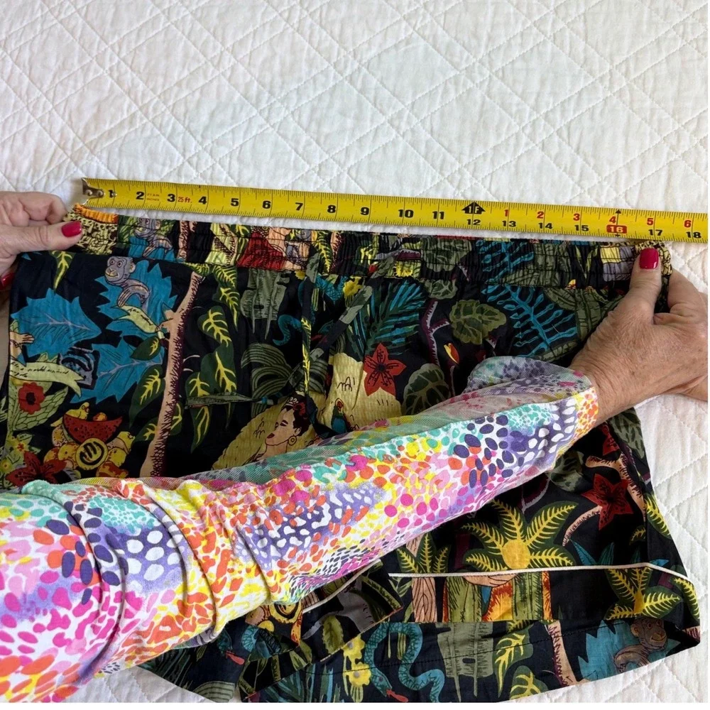 SLV Sur La Vague Frida Kahlo Tropical Jungle Cotton Pajama Set M/L Black Multi‎